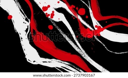 Black white red ink brush stroke. Japanese style. Vector illustration of grunge wave stains.Vector brushes illustration.