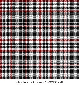 Black, White and Red modern tartan plaid Scottish seamless pattern.Texture from plaid,tablecloths, clothes, shirts, dresses, jacket, skirt, paper, blankets and other textile products.Glen plaid.