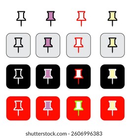 black and white and red pin icon