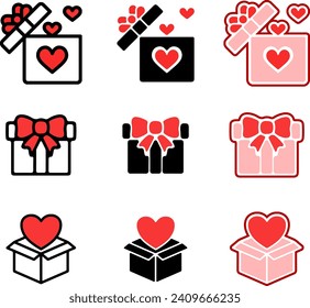 black, white, red, pink valentine day elements collection 