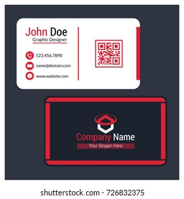 Black, White and Red Rounded Edges Business Card
