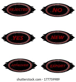Black white and red rubber stamps vector illustration