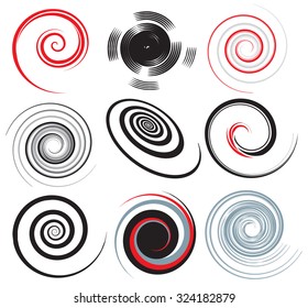 Black white  and red spirals