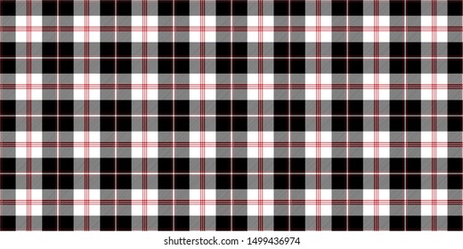 Black, white and red tartan plaid. English textile pattern design.