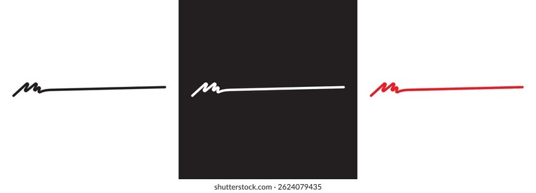 Black, white, and red underline icon. Vector for websites, mobile interfaces, presentations, banner, visual branding etc. Vector illustration. isolated on white and black background. EPS 10