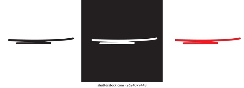Black, white, and red underline icon. Vector for websites, mobile interfaces, presentations, banner, visual branding etc. Vector illustration. isolated on white and black background. EPS 10