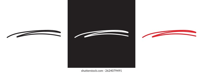 Black, white, and red underline icon. Vector for websites, mobile interfaces, presentations, banner, visual branding etc. Vector illustration. isolated on white and black background. EPS 10