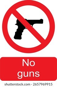 Gráfico de Vector negro, blanco y rojo de ninguna señal de advertencia prohibida por armas