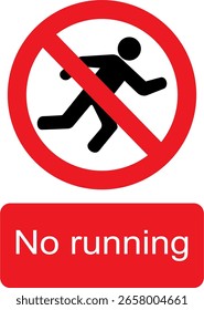 Schwarze, weiße und rote Vektorgrafik des Warnzeichens "Kein Lauf verboten"