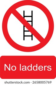 Gráfico de Vector negro, blanco y rojo de ninguna señal de advertencia prohibida por escaleras
