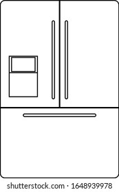 Schwarz-Weiß-Kühlschrank mit flacher Vektorillustration Icon Küchengeräte