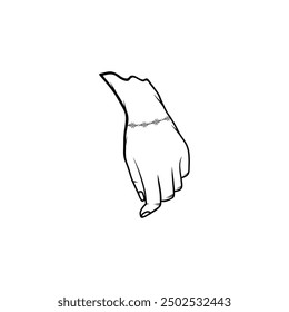 Blanco y negro Relajar la mano izquierda Gesto Vector Línea Arte