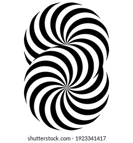 A black and white relief tunnel. Optical illusion. Vector illustration.