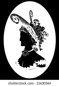 Black and white renaissance woman illustration