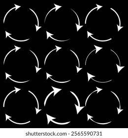 black and white Repeat arrow button set , refresh icon, circle arrow, rotation sign, Circle arrow icon. Cycle, resumption , repeat concept. Vector illustration , eps10 33