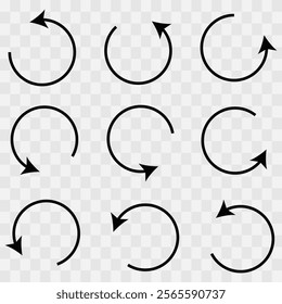 black and white Repeat arrow button set , refresh icon, circle arrow, rotation sign, Circle arrow icon. Cycle, resumption , repeat concept. Vector illustration , eps10 33