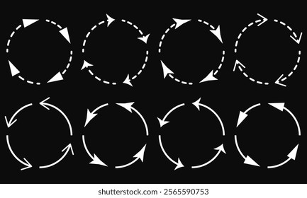 black and white Repeat arrow button set , refresh icon, circle arrow, rotation sign, Circle arrow icon. Cycle, resumption , repeat concept. Vector illustration , eps10 33