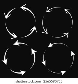 black and white Repeat arrow button set , refresh icon, circle arrow, rotation sign, Circle arrow icon. Cycle, resumption , repeat concept. Vector illustration , eps10 33