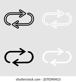 Black and White Repeat Icon. Repeat icons graphic design vector sign symbols for your project. Flat design style. Vector illustration on gray background