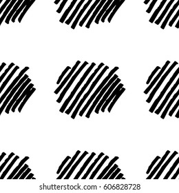Black and white repeat ornament. Hand drawing dots seamless pattern. Vector illustration eps 10.