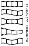 Black and white repeatable, seamless film strand collection in different wavy styles. Blank empty frames vector ready graphics.