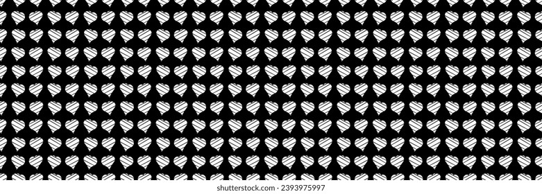 Black and white repeating background of hearts