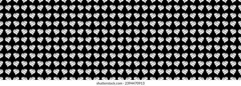 Black and white repeating background of hearts