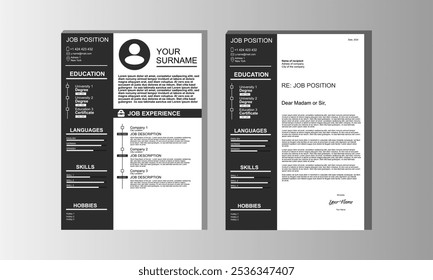 Black and white Resume and Curriculum Vitae Template