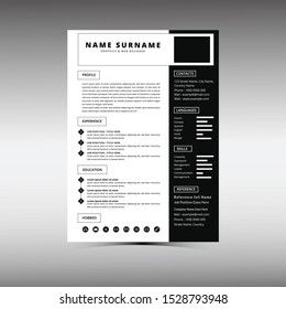 Black White Resume CV template for interview