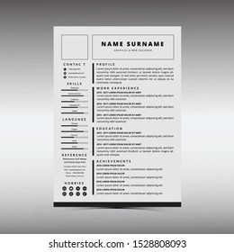 Black White Resume CV Template For interview