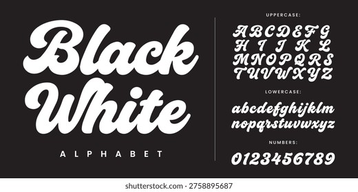 Black White Retro Bold Script Font Vintage Style Typography for Classic Logo and Poster Design