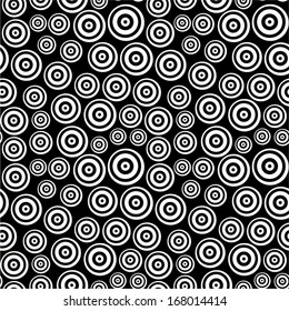 Black and white retro circles seamless pattern. 
