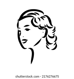 Black White Retro Fashion Model Sketch Stock Vector (Royalty Free ...