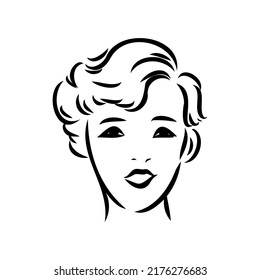 Black and white retro fashion model in sketch style. Hand drawn vector illustration