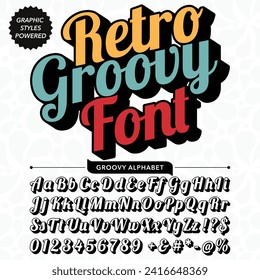 Black and White retro groovy Script vintage bold Font template