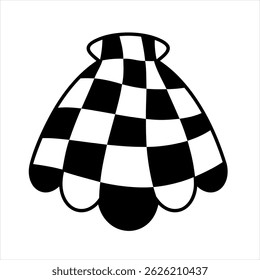 Black and white retro groovy seashell doodle, isolated cartoon sea object. Ocean hand drawn vector illustration in flat style