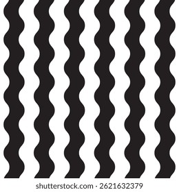 Ondas verticais groovy retro preto e branco padrão sem emenda, 60s e 70s vibes Vintage Geo Art monocromático padrão de ondas Vetor illation.Trendy padrão de ondas Abstrato listras ópticas linha de onda de arte.