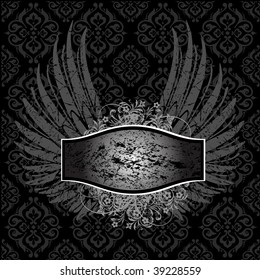 Black and White Retro Heraldic Wings