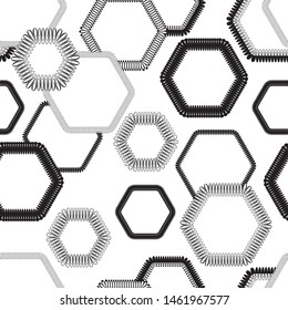 Black and white retro hexagon pattern texture print seamless background design - Vector