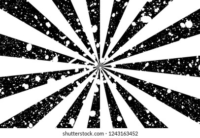 Black and white retro manga grunge background. Comic book radial lines abstract. Square grunge dirty ink texture. vector illustration