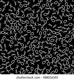 Black and white retro pattern in Memphis style. Styling fashion trends 80-90s. Seamless mosaic texture for design websites, fabrics, packaging, wallpaper, interiors and furniture. Vector illustration.