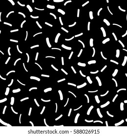 Black and white retro pattern in Memphis style. Styling fashion trends 80-90s. Seamless mosaic texture for design websites, fabrics, packaging, wallpaper, interiors and furniture. Vector illustration.