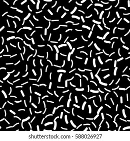 Black and white retro pattern in Memphis style. Styling fashion trends 80-90s. Seamless mosaic texture for design websites, fabrics, packaging, wallpaper, interiors and furniture. Vector illustration.