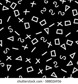 Black and white retro pattern in Memphis style. Styling fashion trends 80-90s. Seamless mosaic texture for design websites, fabrics, packaging, wallpaper, interiors and furniture. Vector illustration.