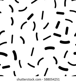 Black and white retro pattern in Memphis style. Styling fashion trends 80-90s. Seamless mosaic texture for design websites, fabrics, packaging, wallpaper, interiors and furniture. Vector illustration.