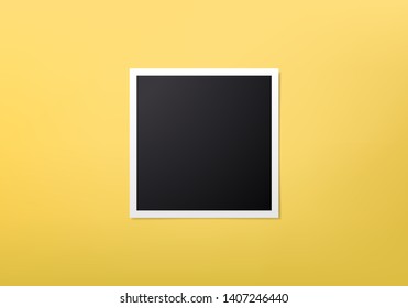 Black and white retro photo frames isolated on yellow background. Vector illustration.	