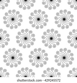 Black and white retro seamless pattern with circle.