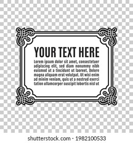 Black and white retro style label isolated on white with flourishing. Print Vector illustration.