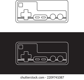 Black and White Retro Video Game Controller Icon Isolated in White and Black Background - Perfect for Presentation, Banner, Poster, etc.