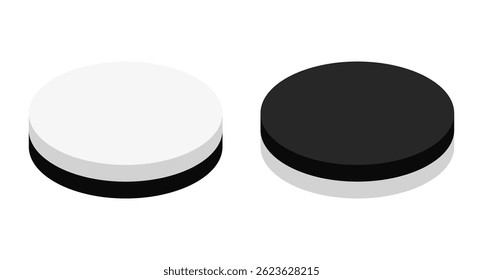 Black and White Reversi Game Piece icon set. Vectors.